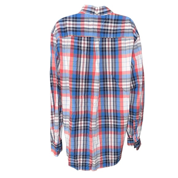 Tommy Hilfiger Men’s XL Button Down Plaid Shirt Red Blue White Long Sleeve - Picture 3 of 5